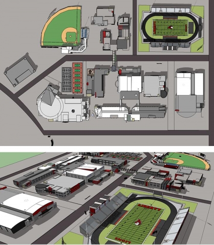 欧美高校教育建筑 sketchup草图大师模型 体育建筑大学校园SU精模