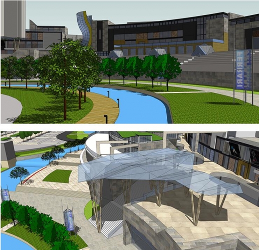 体育场商业内街 sketchup草图大师模型 体育商业建筑改造 SU精模