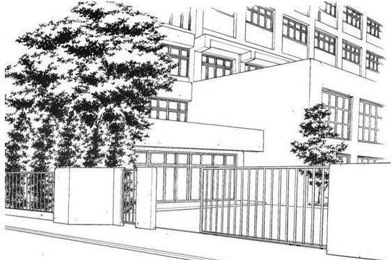 【学校建筑+教室陈设】漫画场景背景线稿手稿集 手绘临摹参考素材