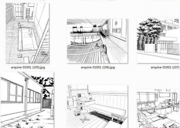 【学校建筑+教室陈设】漫画场景背景线稿手稿集 手绘临摹参考素材