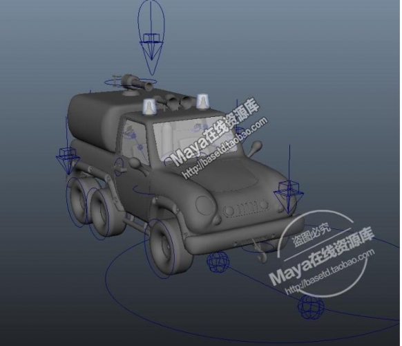 Maya模型 交通模型 运输 汽车模型 卡通武装车 带路径动画 带绑定