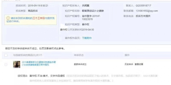 被投诉信息层面 商标权