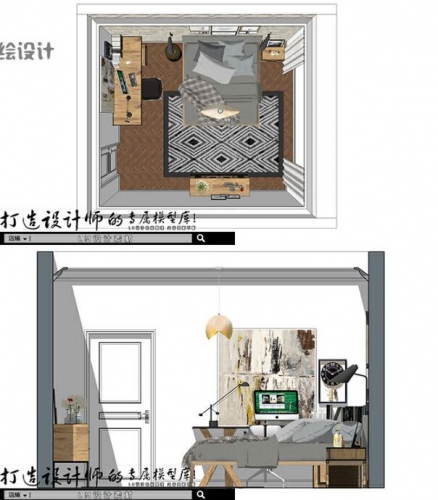 主卧室床酒店客房sketchup