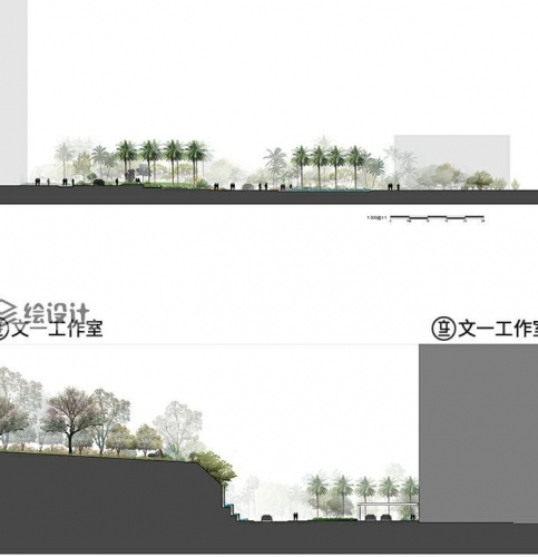 景观立面图剖面图分层图会议展示会展中心园林设计PSD案例ps素材