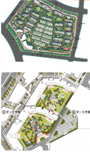 园林景观清新笔刷填充PS彩色总平面图材质贴图彩平psd图案素材