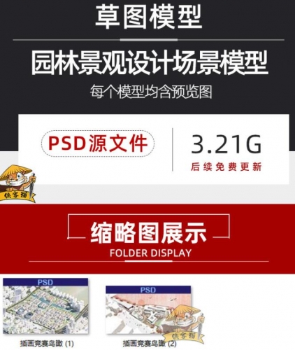 小清新竞赛风插画拼贴风商业综合体建筑概念鸟瞰PSD源文件效果图