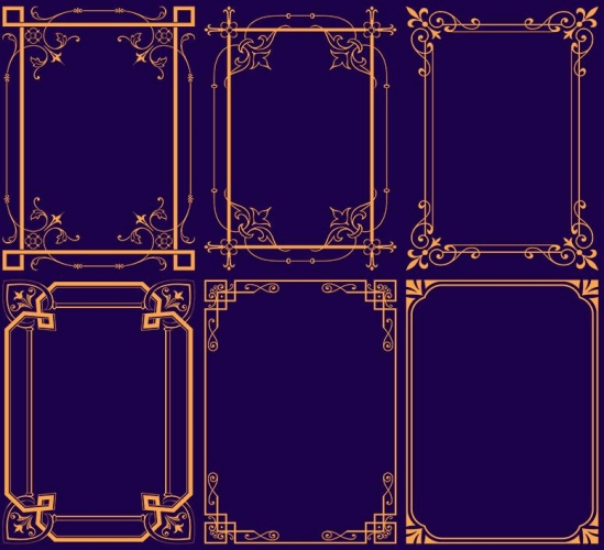 金色复古欧式花纹古典ps边框模板procreate笔刷png免抠装饰素材