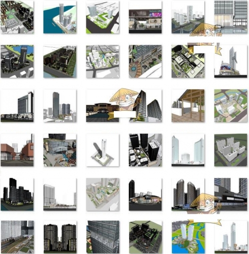 商场商城商业综合体SketchUp办公楼写字楼购物中心广场建筑SU模型