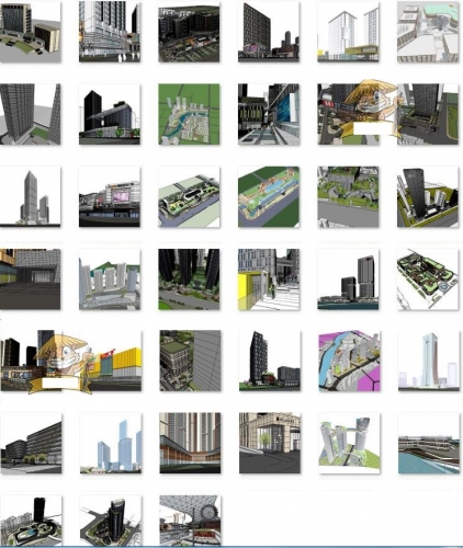 商场商城商业综合体SketchUp办公楼写字楼购物中心广场建筑SU模型