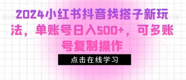 2024小红书抖音找搭子新玩法，单账号日入500+，可多账号复制操作