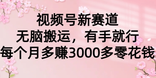 视频号新赛道，无脑搬运，有手就行，每个月多赚3000多零花钱