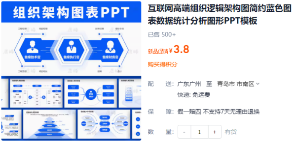 互联网高端组织逻辑架构图简约蓝色图表数据统计分析图形PPT模板