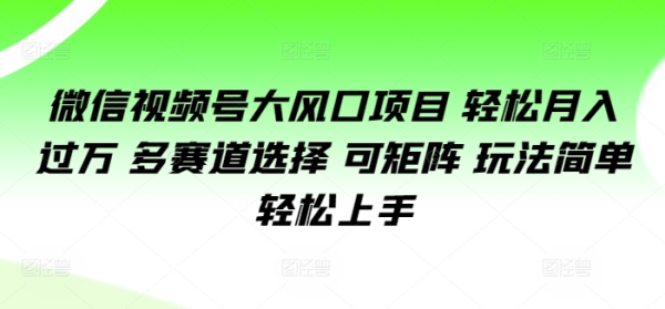 微信视频号大风口项目 轻松月入过万 多赛道选择 可矩阵 玩法简单轻松上手