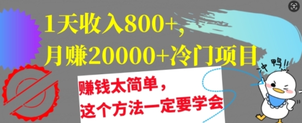 1天收入8张，月赚2w+冷门项目，赚钱太简单，这个方法一定要学会【干货】