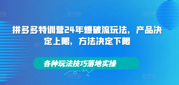 拼多多特训营24年爆破流玩法，产品决定上限，方法决定下限，各种玩法技巧落地实操