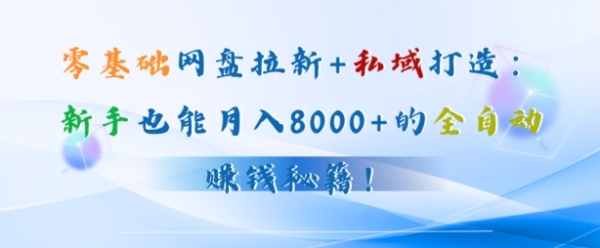 零基础网盘拉新+私域引流：新手也能月入50000+的全自动赚钱秘籍!