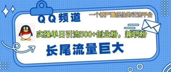 QQ频道靠长尾流量每日引流创业粉500+，实操月变现5K+