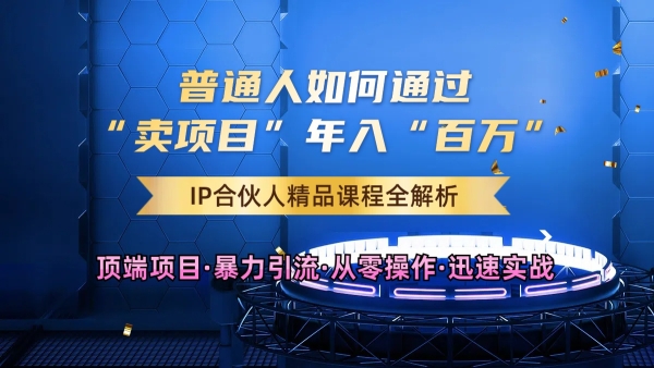 2024年如何通过知识付费“卖项目”年入“百W”，卖项目合伙人IP孵化训练营