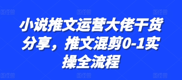 小说推文运营大佬干货分享，推文混剪0-1实操全流程