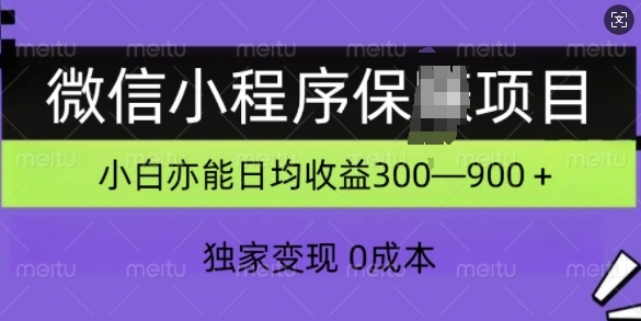 微信小程序保Z项目，独家变现，日均收益几张