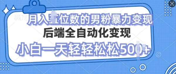 自动变现男粉，小白也能轻松月入过w的项目