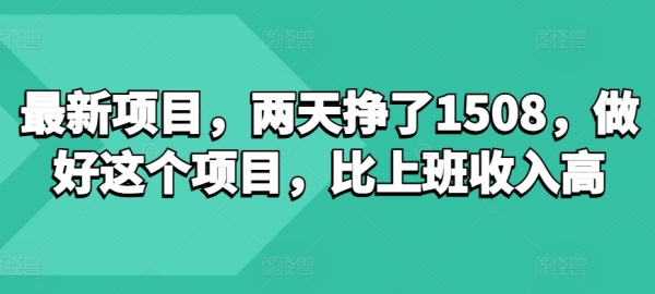 最新项目，两天挣了150，做好这个项目，比上班收入高